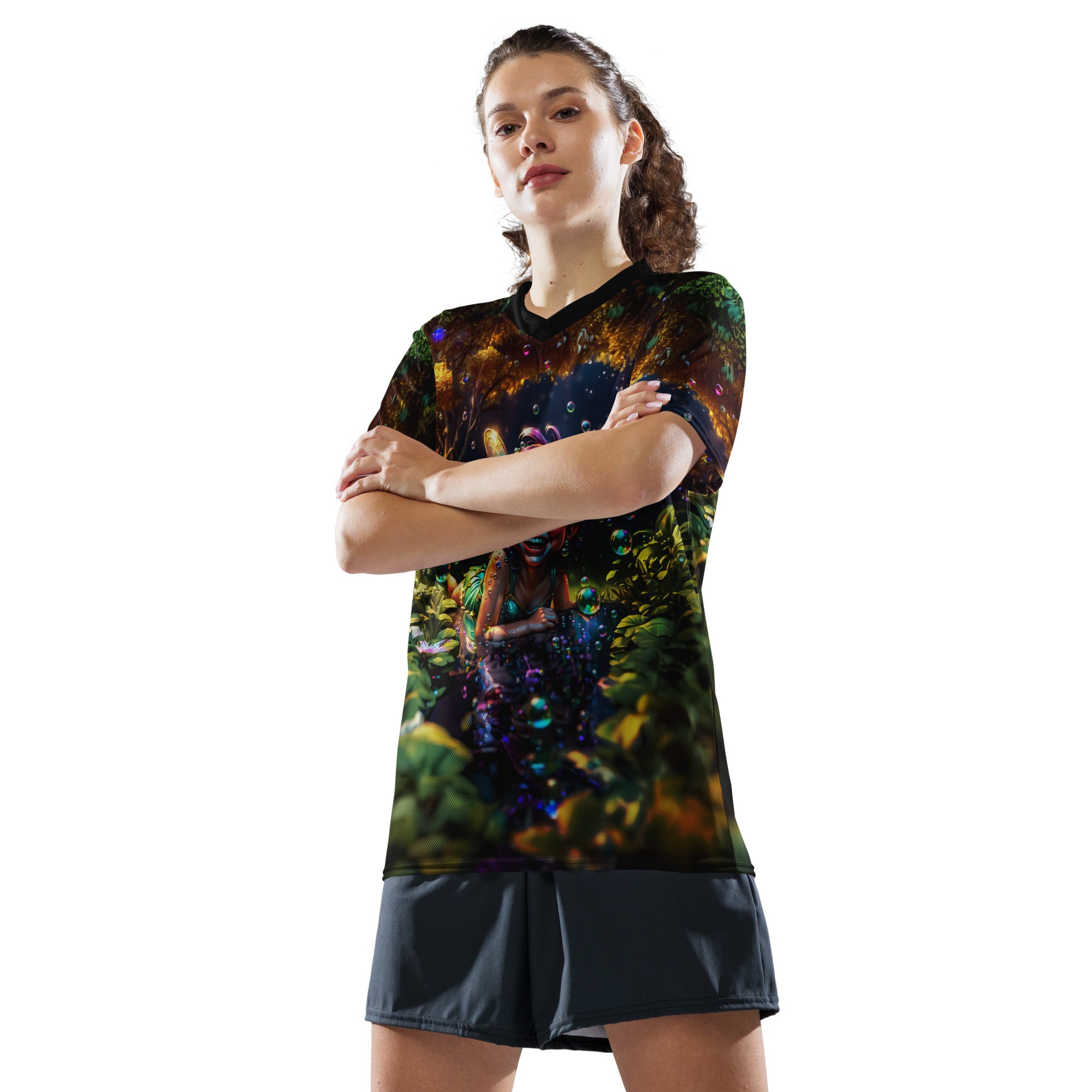 Happy Fairy Recycled unisex sports jersey