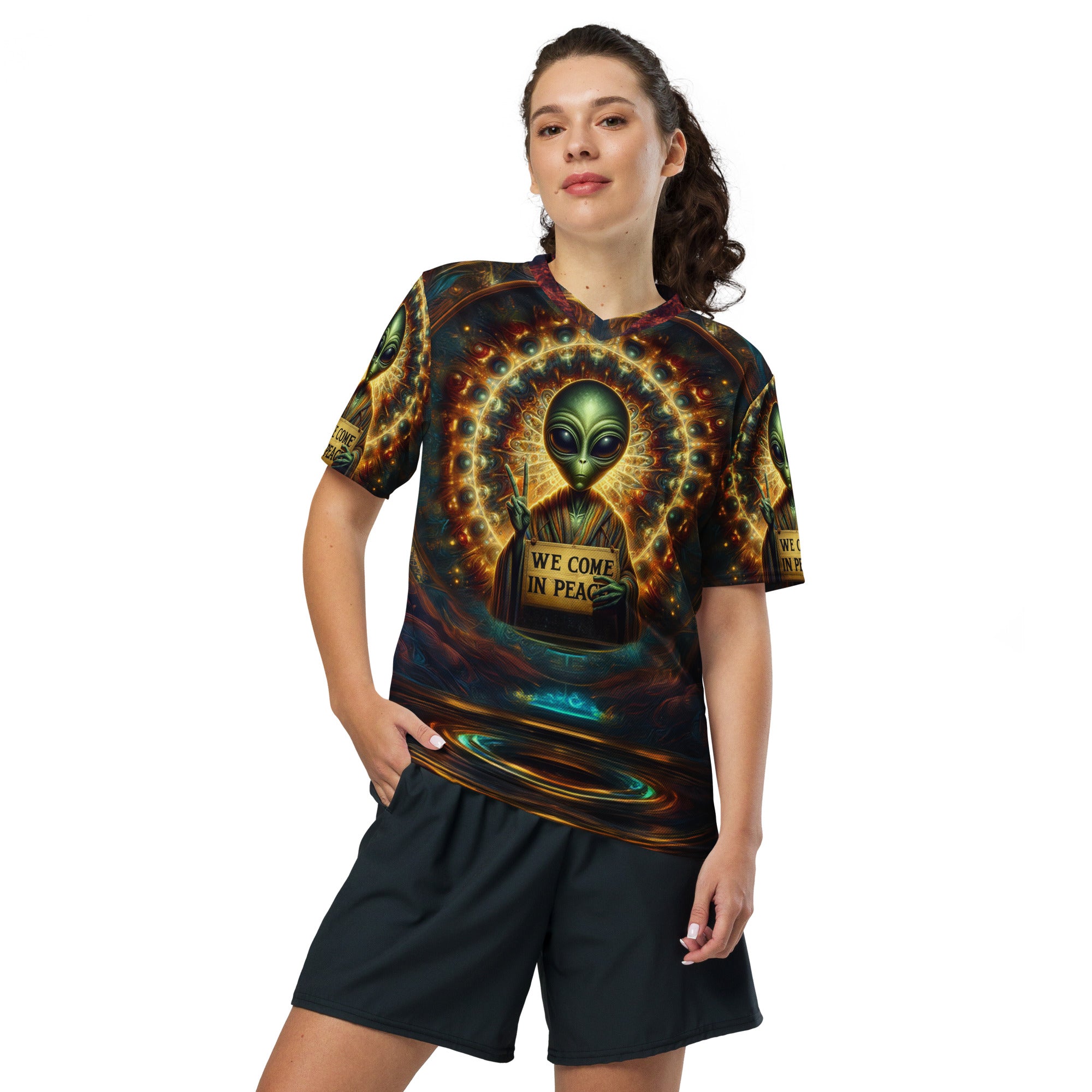 We Come in Peace unisex sports jersey