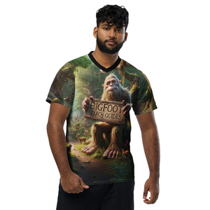 Bigfoot Search Guides in forest unisex sports jersey