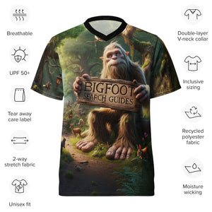 Bigfoot Search Guides in forest unisex sports jersey