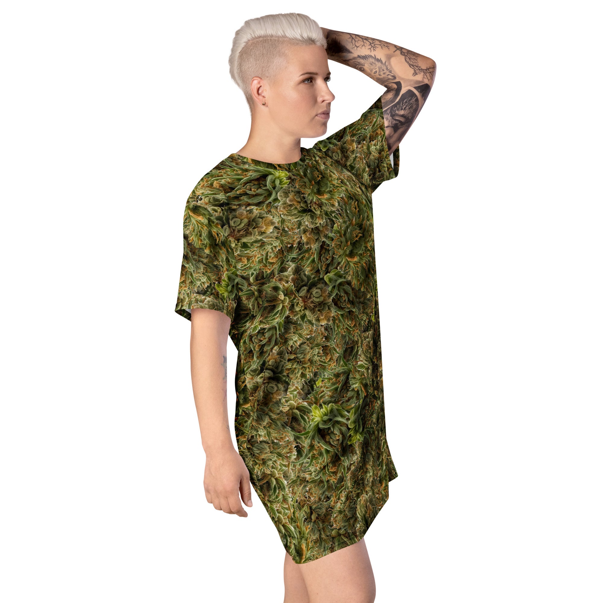cannabis camo T-shirt dress