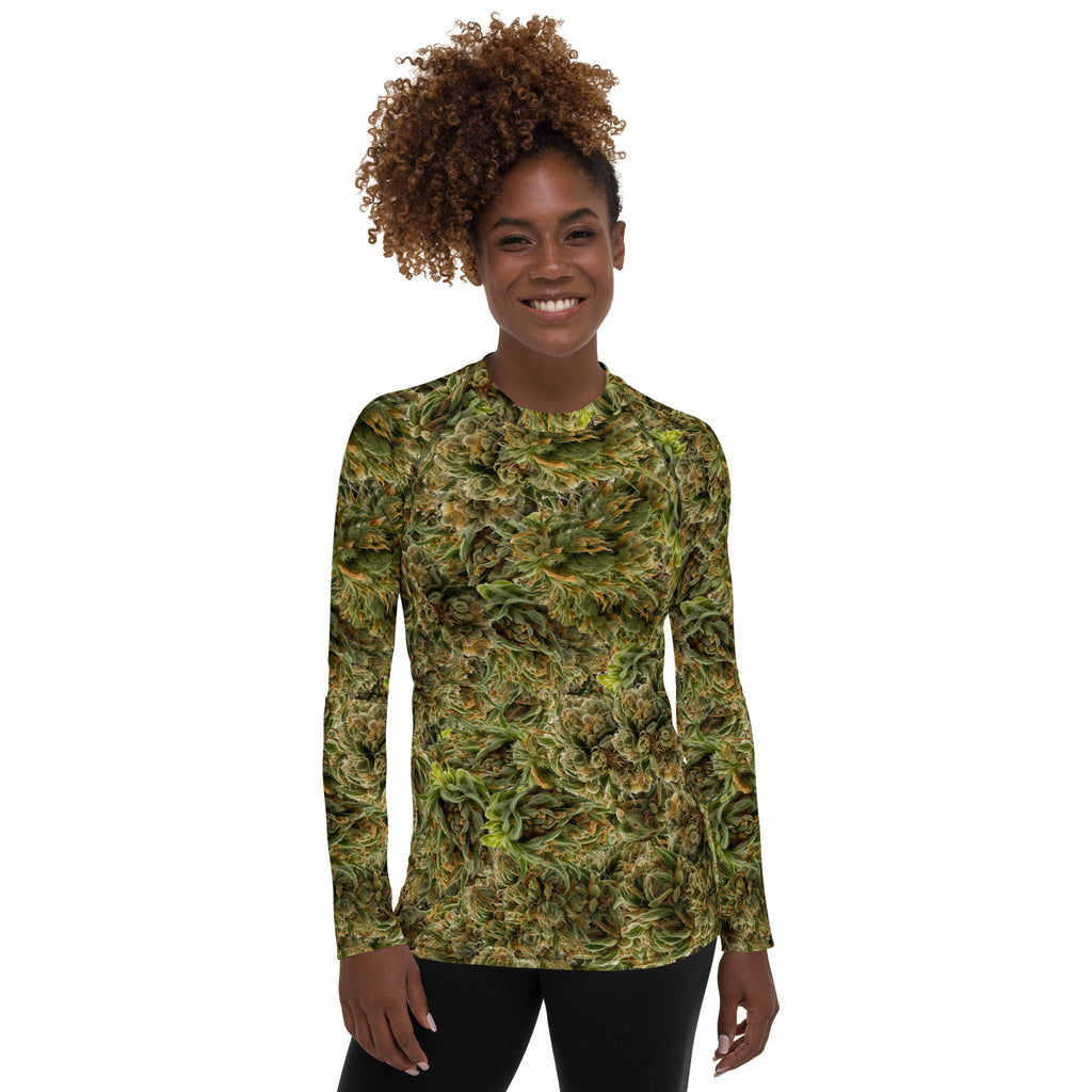 cannabis camo Women's Rash Guard