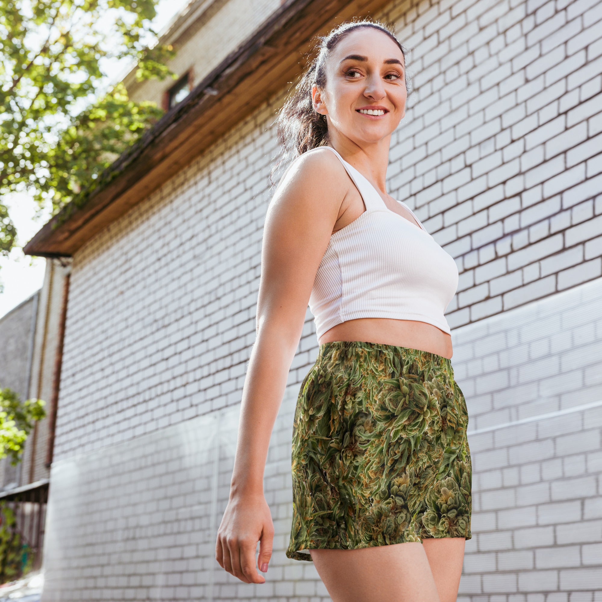 cannabis camo Women’s Recycled Athletic Shorts