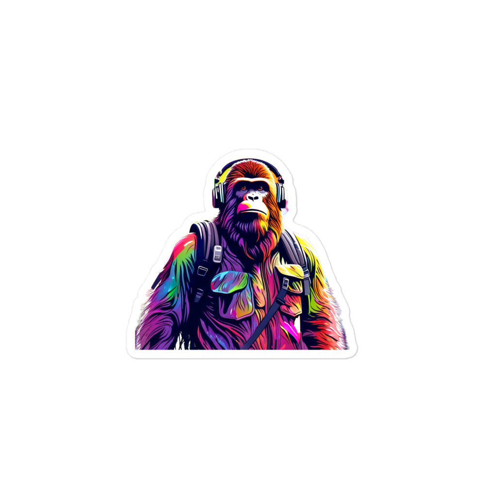 Bubble-free stickers Colorful Bigfoot with headphones