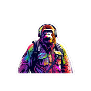 Bubble-free stickers Colorful Bigfoot with headphones