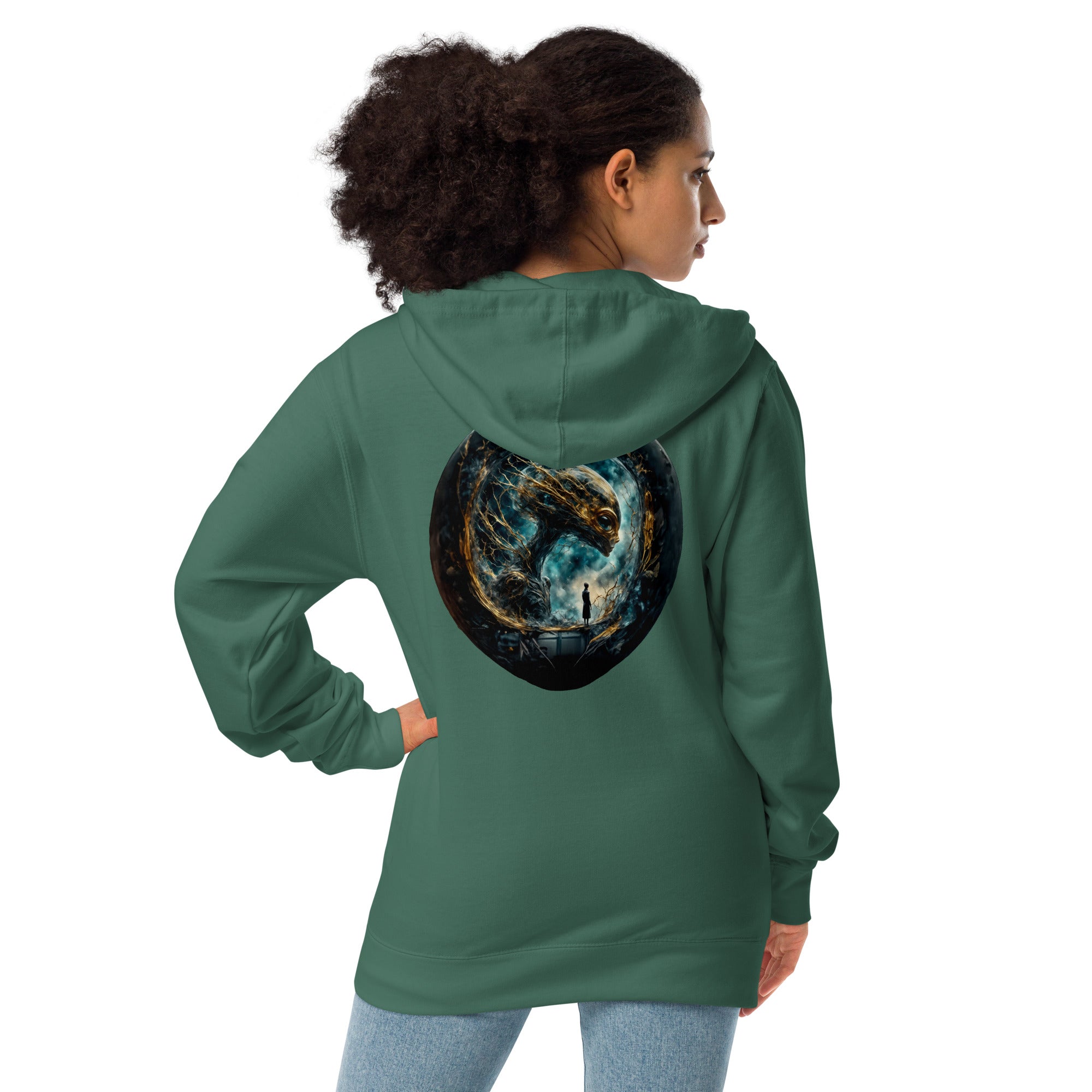 Alien Unisex fleece zip up hoodie