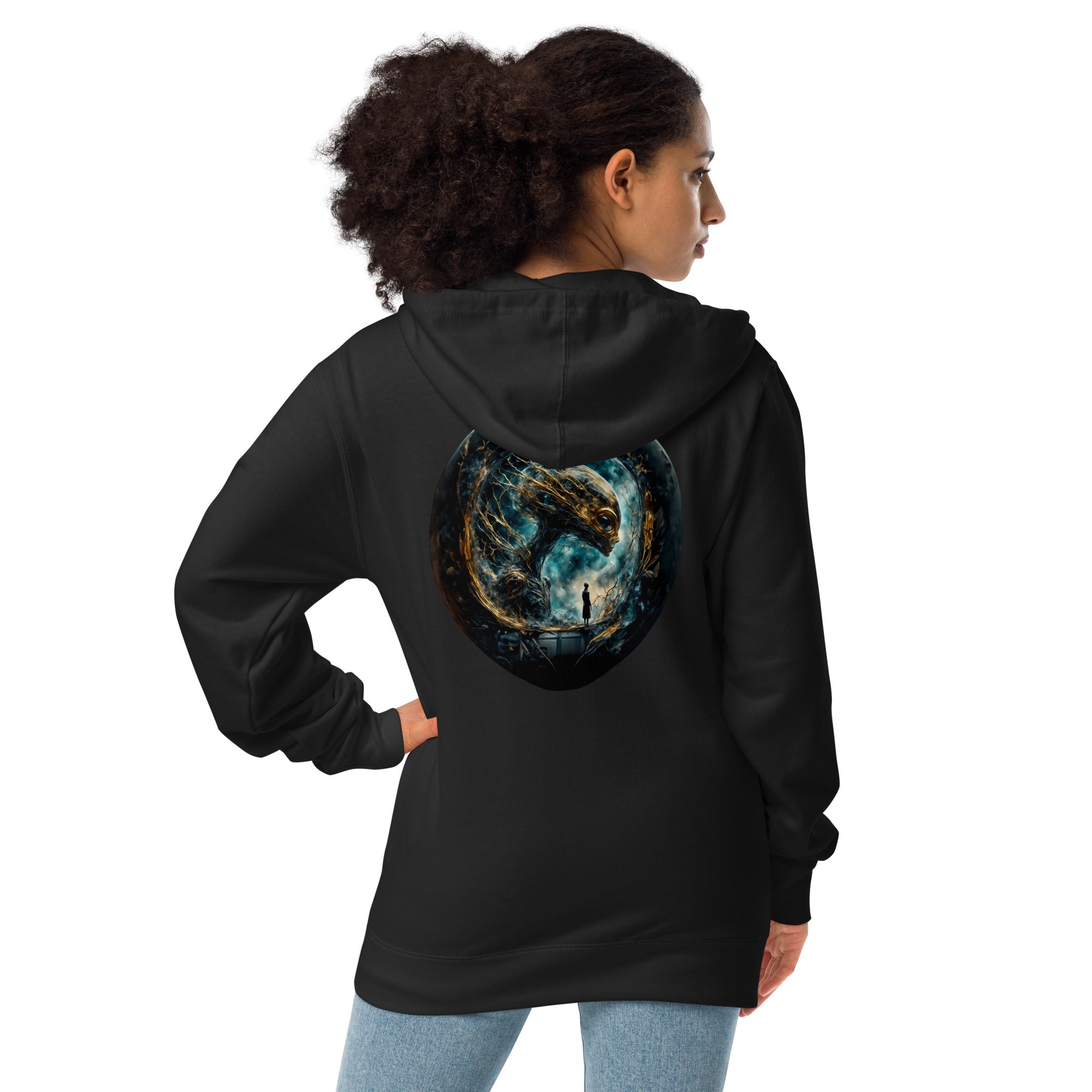 Alien Unisex fleece zip up hoodie