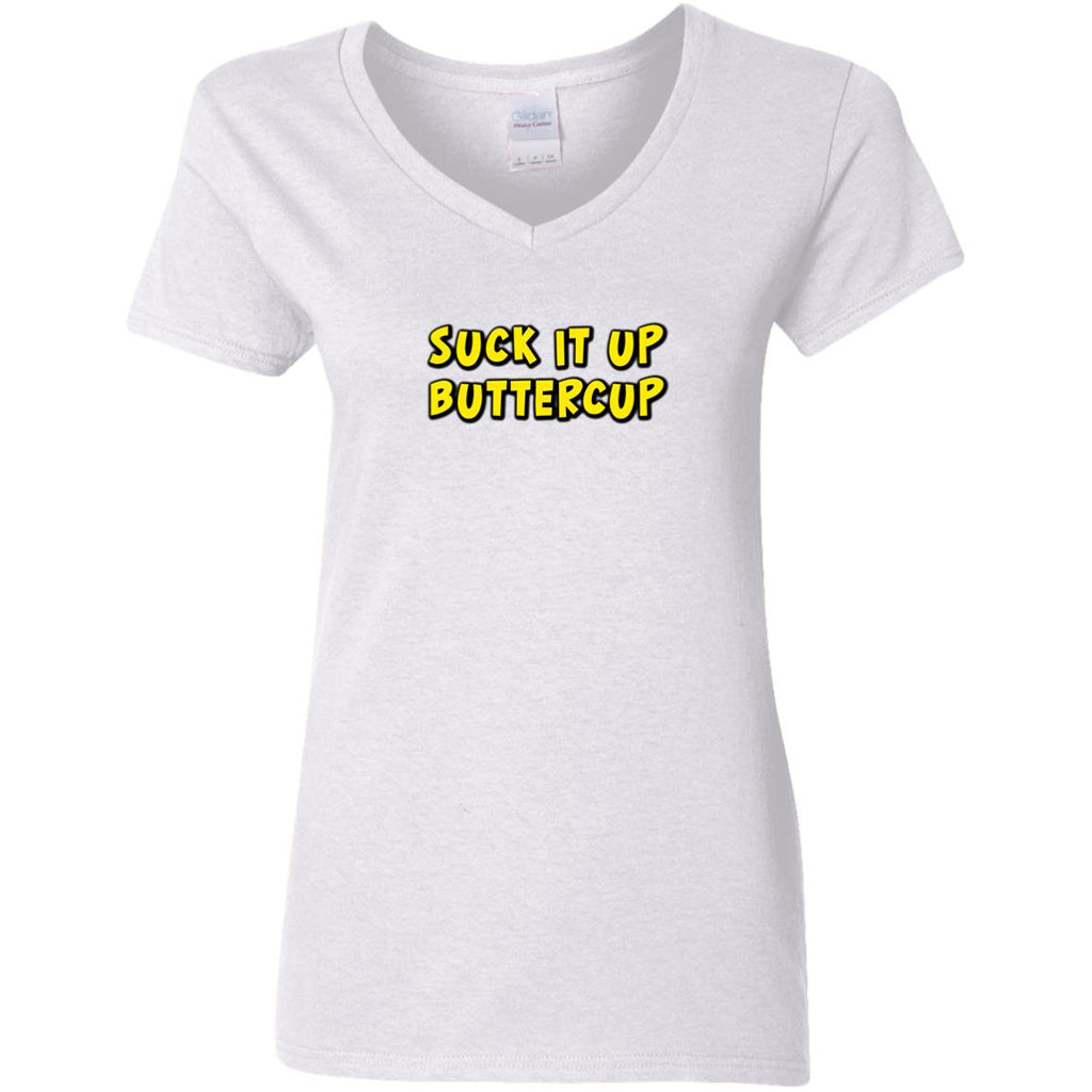 01 SUCK IT UP BUTTERCUP G500VL Ladies' 5.3 oz. V-Neck T-Shirt