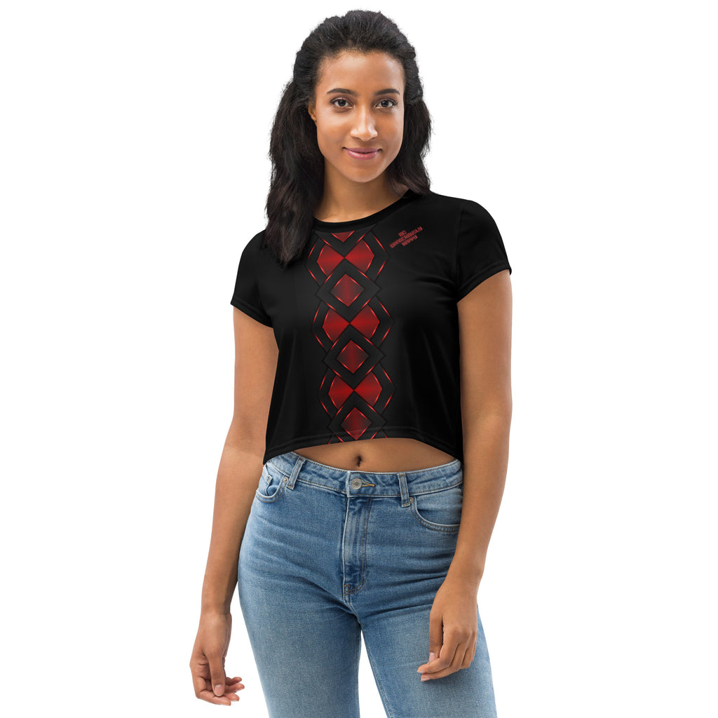 Be Dangerously Happy Black Red Armor 4 Crop Tee