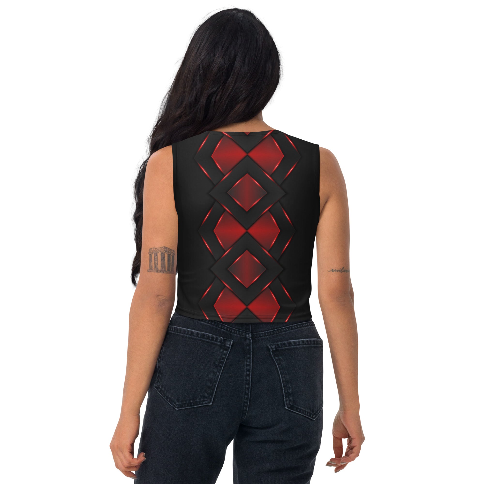 Be Dangerously Happy Black Red Armor 4 Crop Top