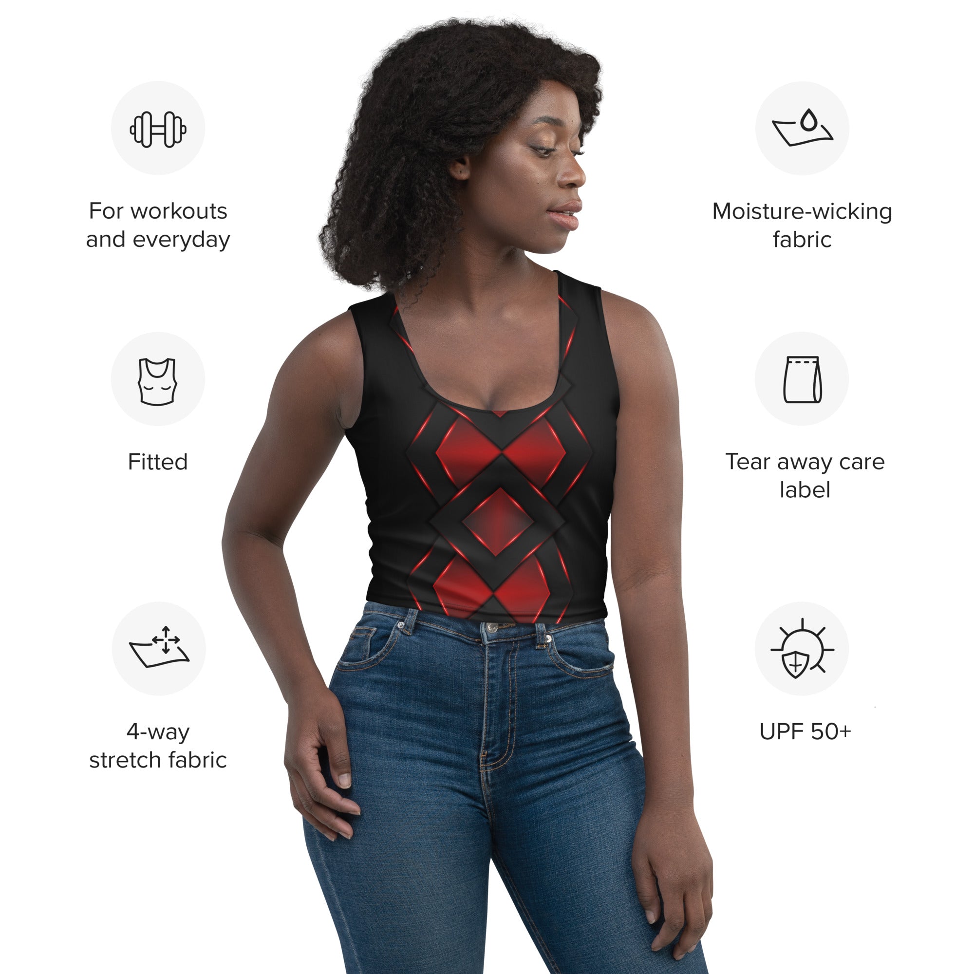 Be Dangerously Happy Black Red Armor 4 Crop Top