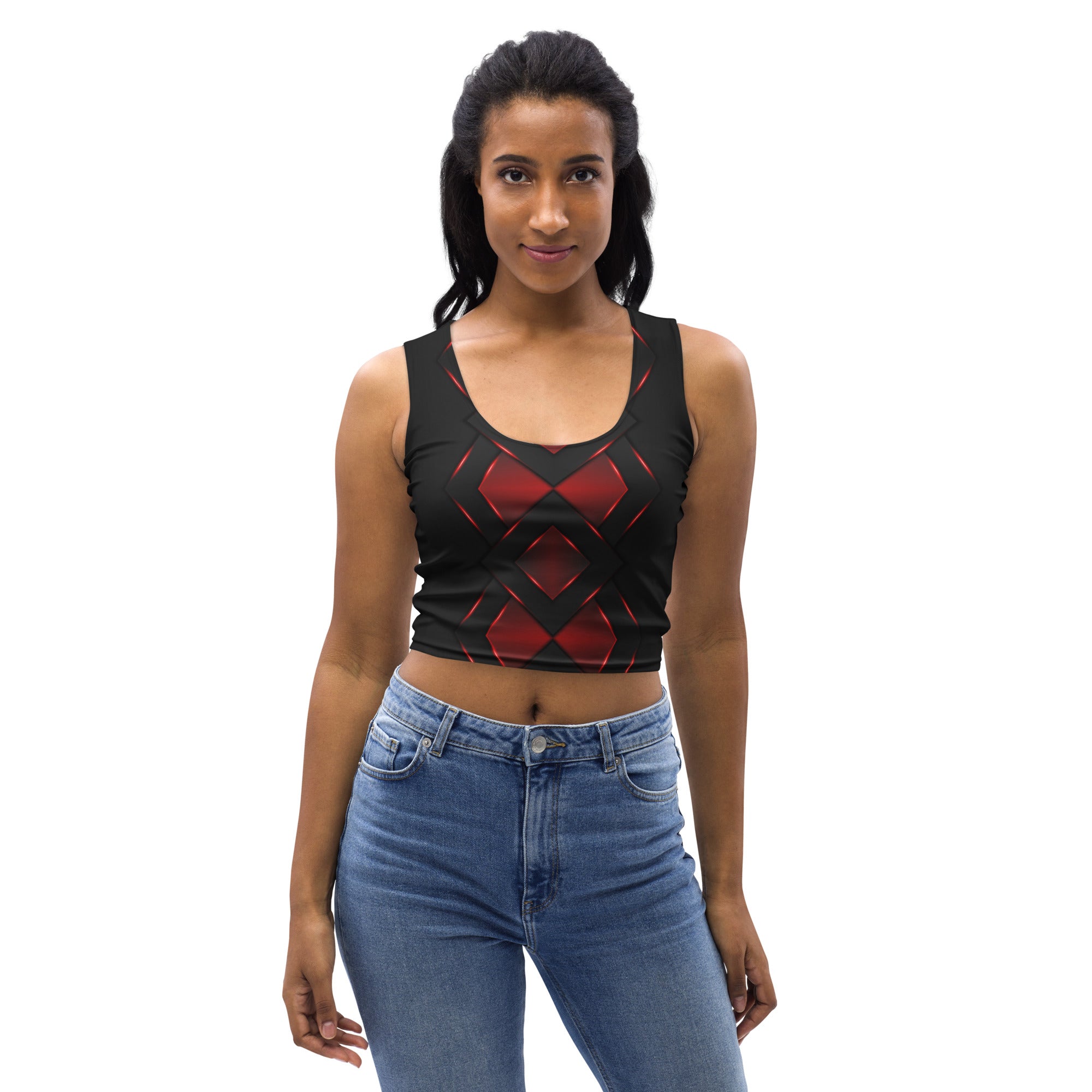 Be Dangerously Happy Black Red Armor 4 Crop Top