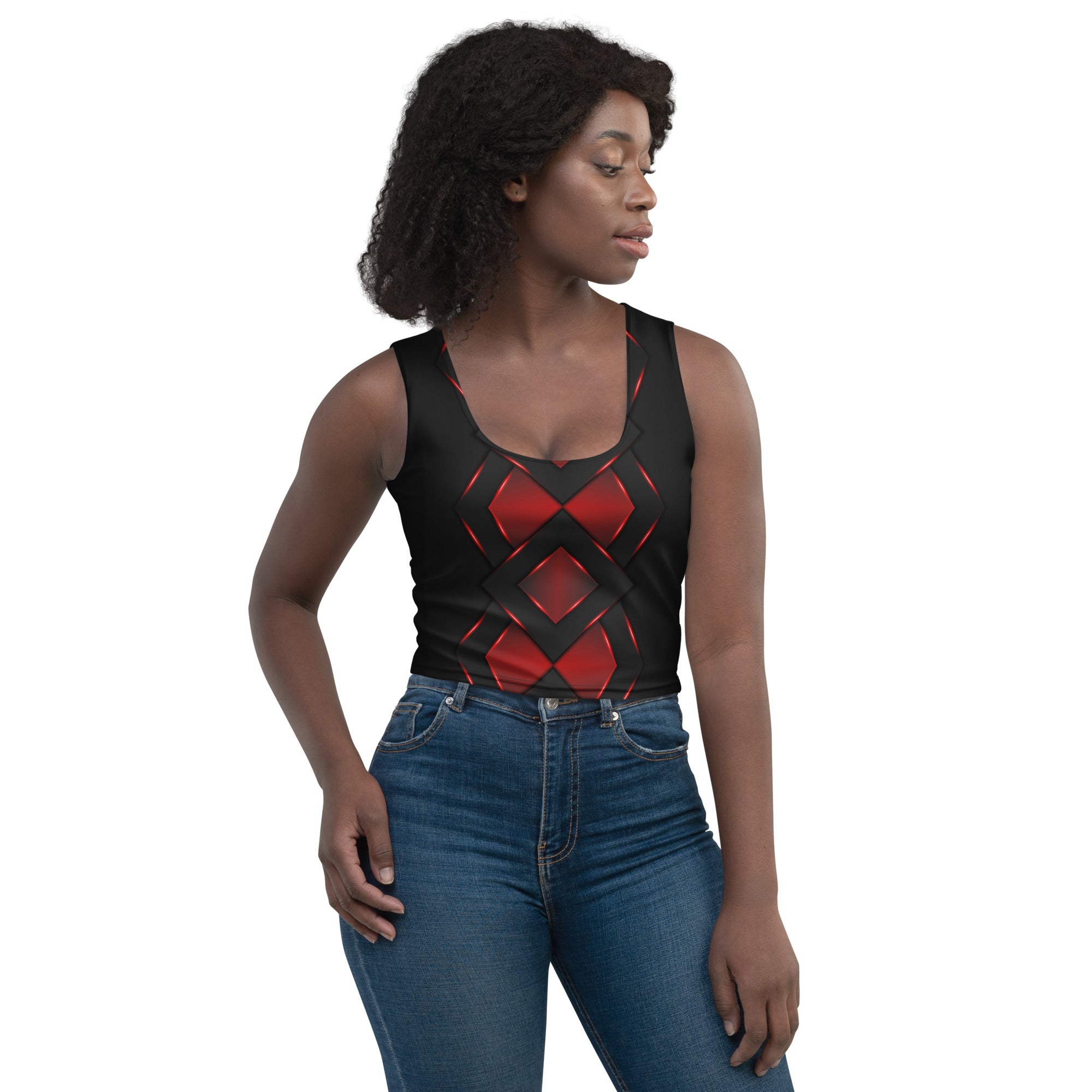 Be Dangerously Happy Black Red Armor 4 Crop Top