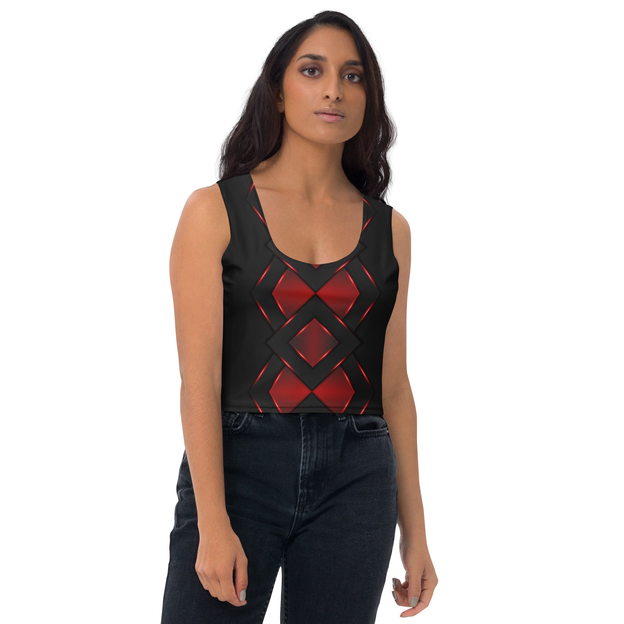 Be Dangerously Happy Black Red Armor 4 Crop Top