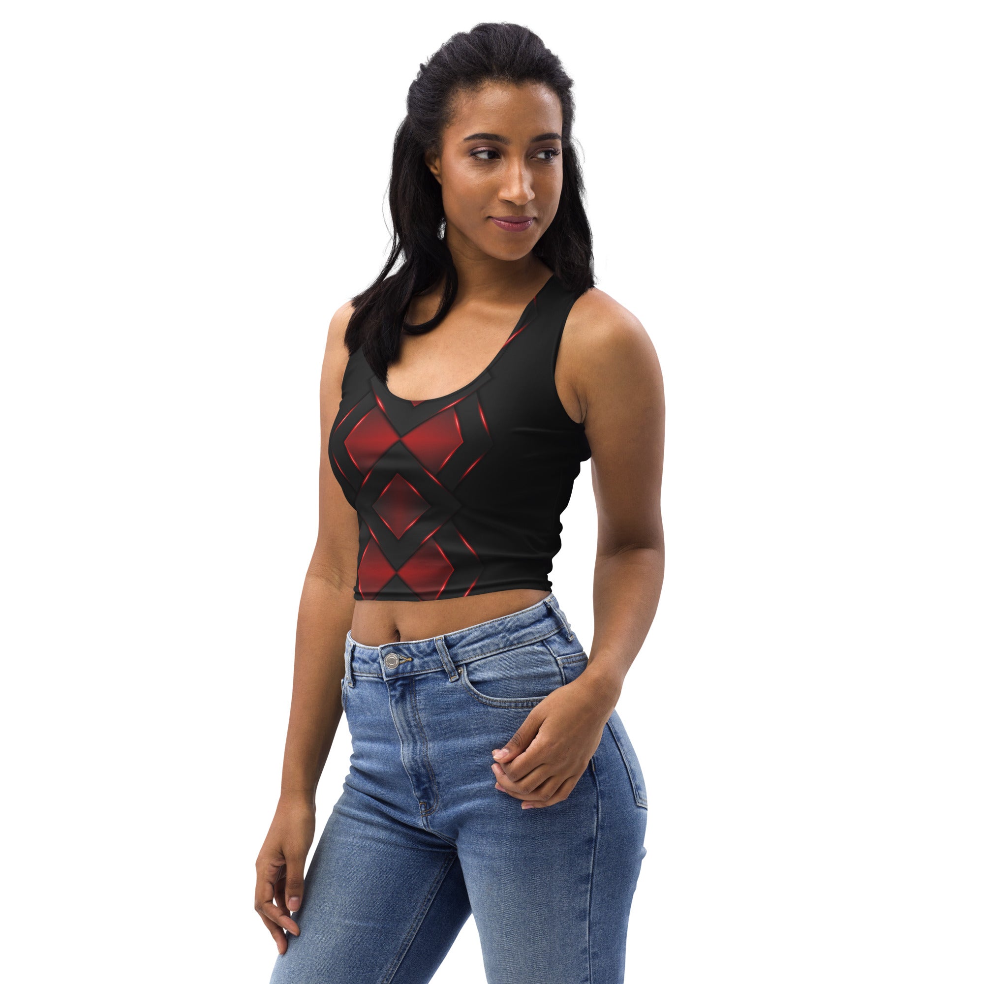 Be Dangerously Happy Black Red Armor 4 Crop Top