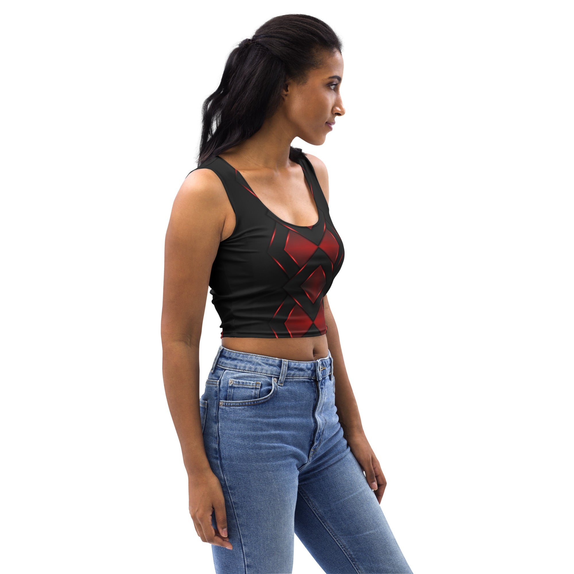 Be Dangerously Happy Black Red Armor 4 Crop Top