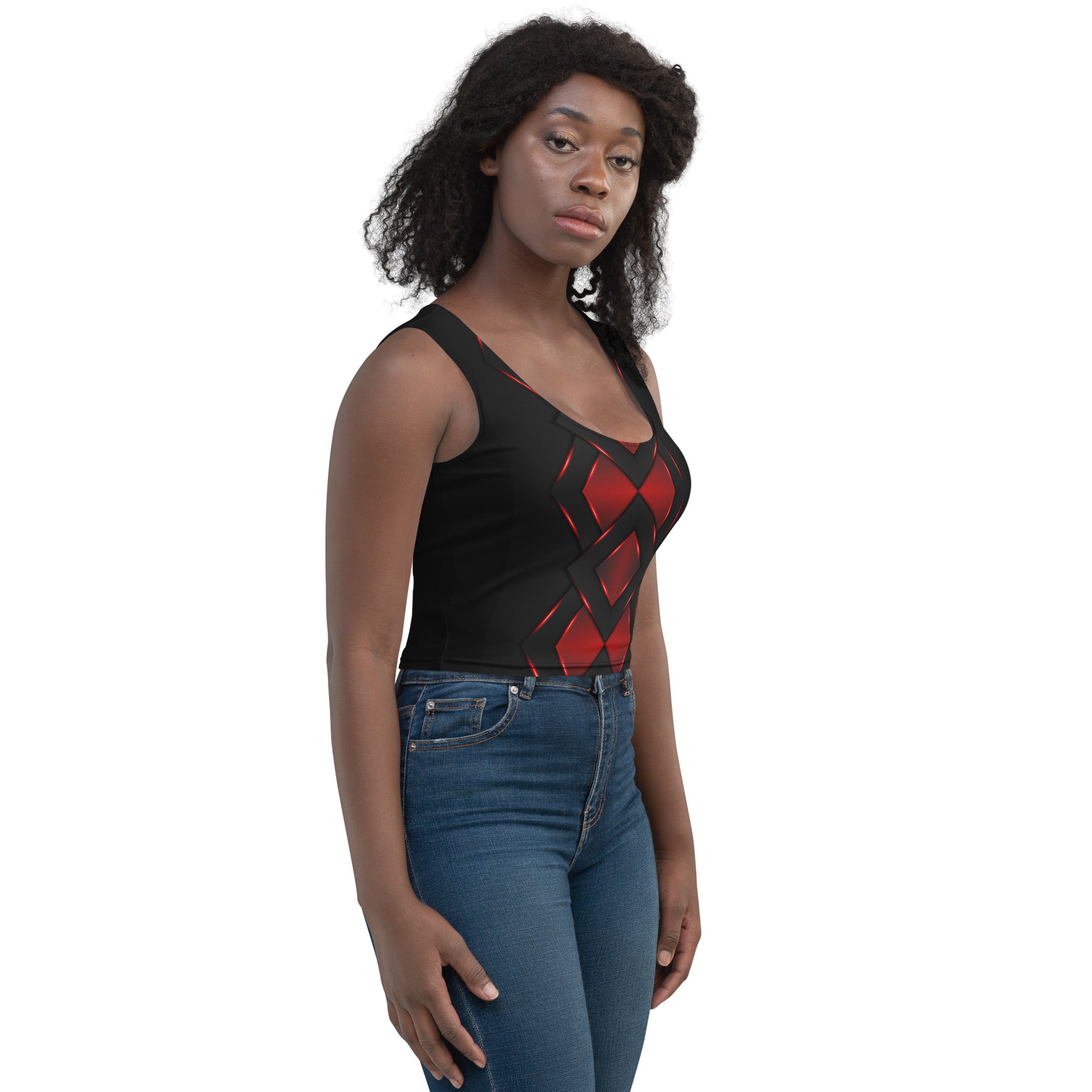 Be Dangerously Happy Black Red Armor 4 Crop Top