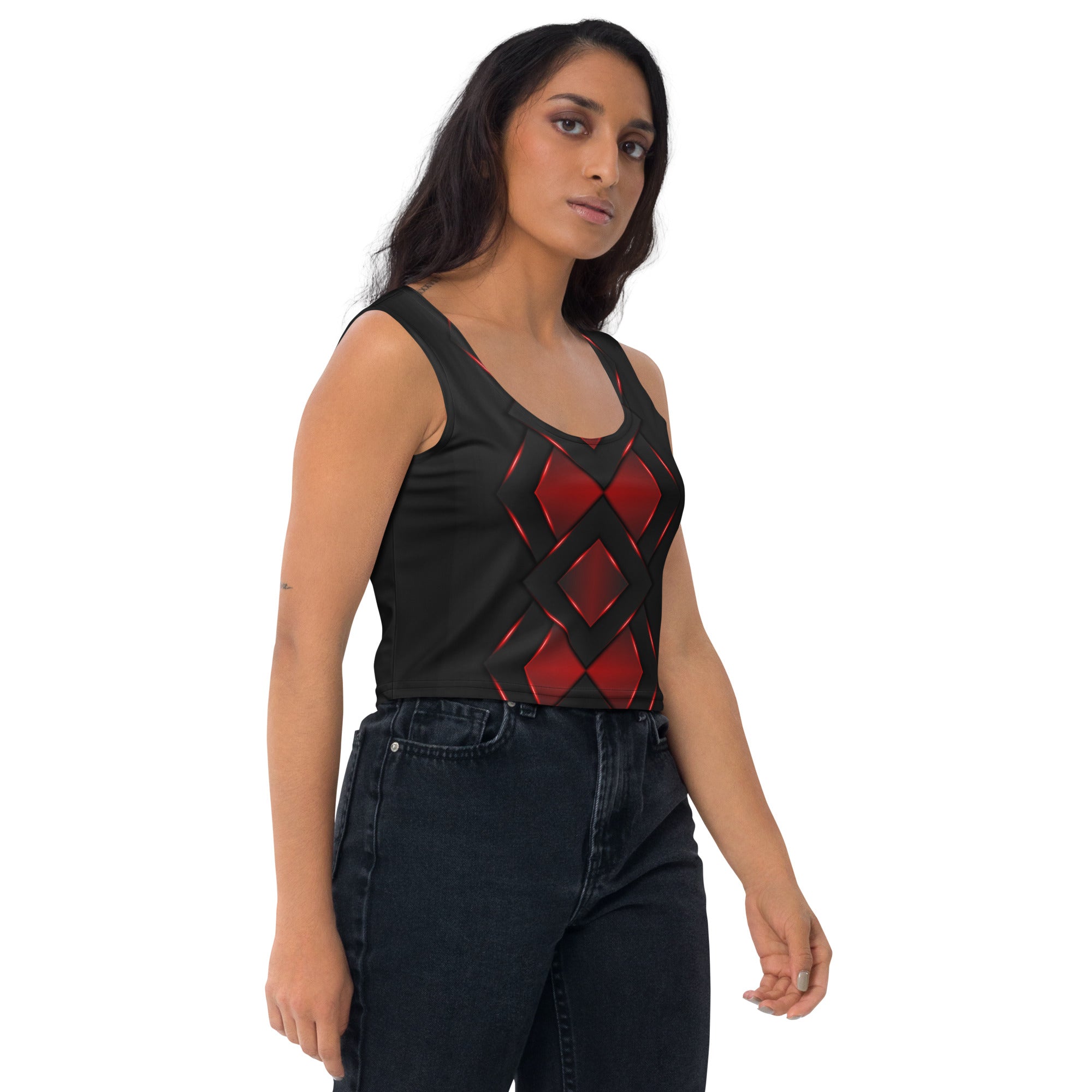 Be Dangerously Happy Black Red Armor 4 Crop Top