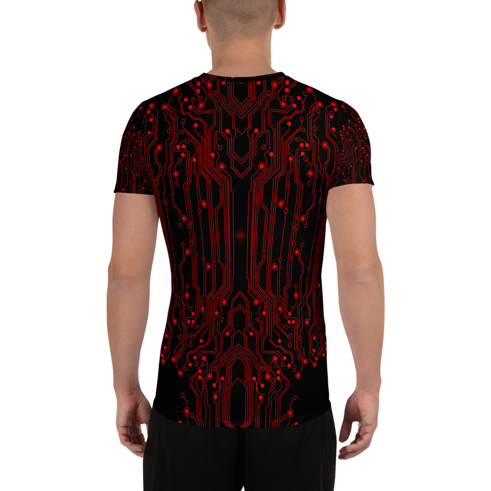 Black Red All Over Circuit Men's Athletic T-shirt