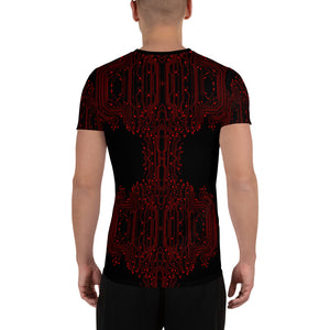 Black Red Inline Circuit Men's Athletic T-shirt