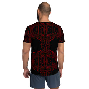 Black Red Inline Circuit Men's Athletic T-shirt