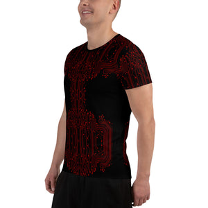 Black Red Inline Circuit Men's Athletic T-shirt