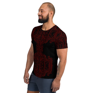 Black Red Inline Circuit Men's Athletic T-shirt