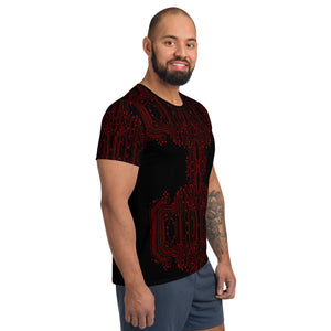 Black Red Inline Circuit Men's Athletic T-shirt