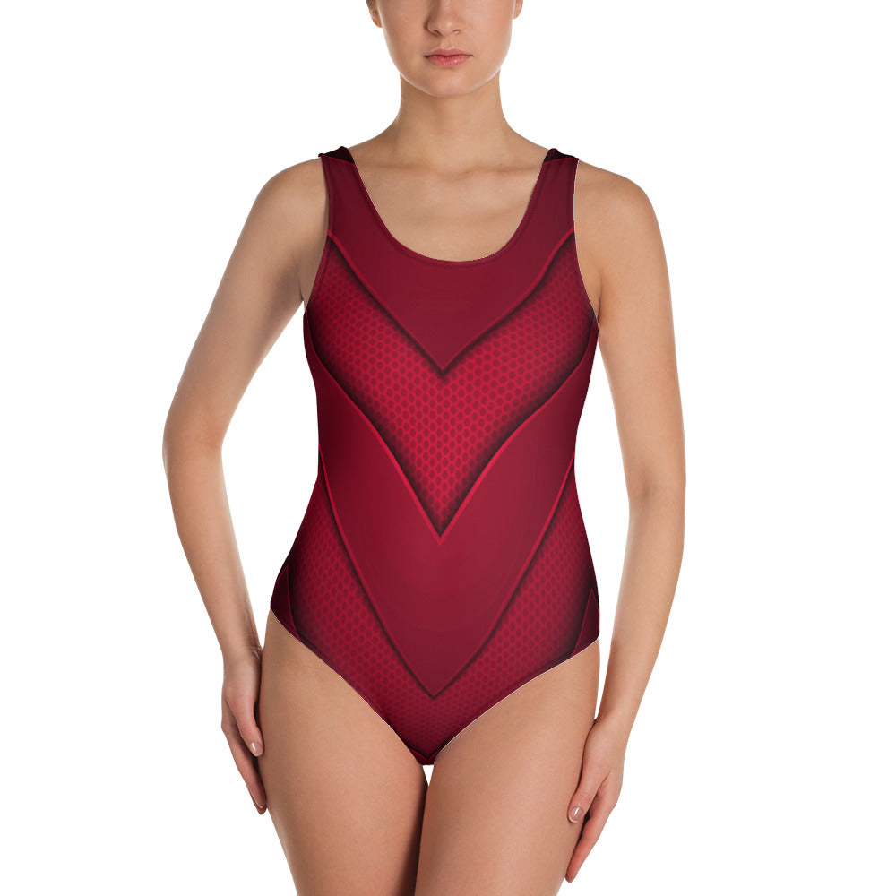 Red Layered Arrows One-Piece Swimsuit