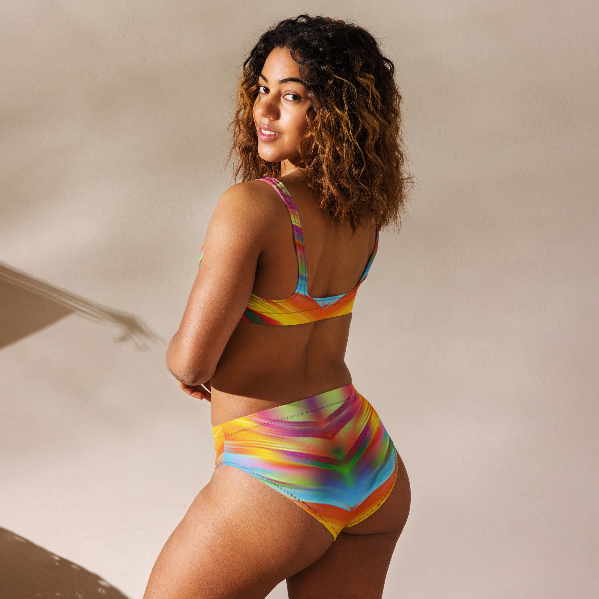 Melting Rainbow Recycled high-waisted bikini