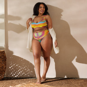 Melting Rainbow Recycled high-waisted bikini