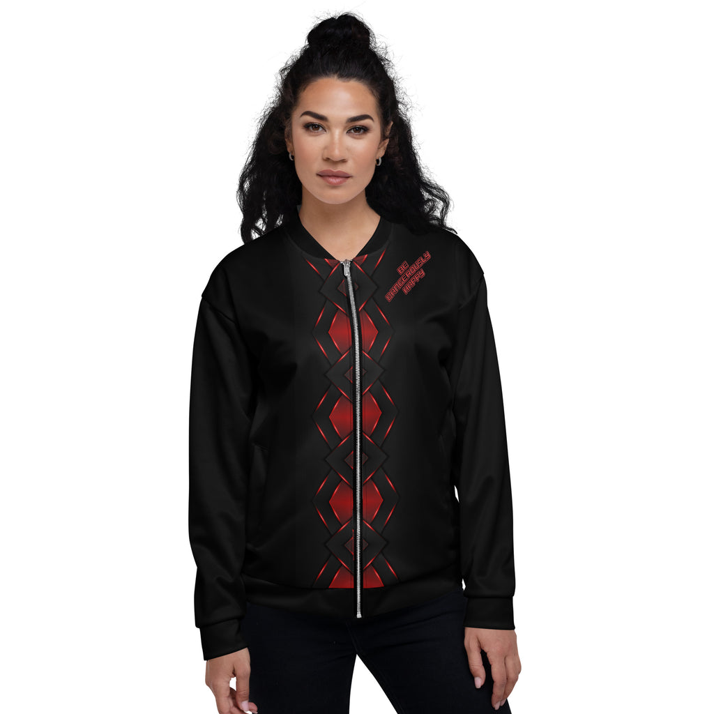 Be Dangerously Happy Black Red Armor 4 Unisex Bomber Jacket