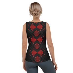 Black Red Checkered Armor Sublimation Cut & Sew Tank Top