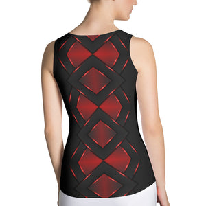 Black Red Checkered Armor Sublimation Cut & Sew Tank Top