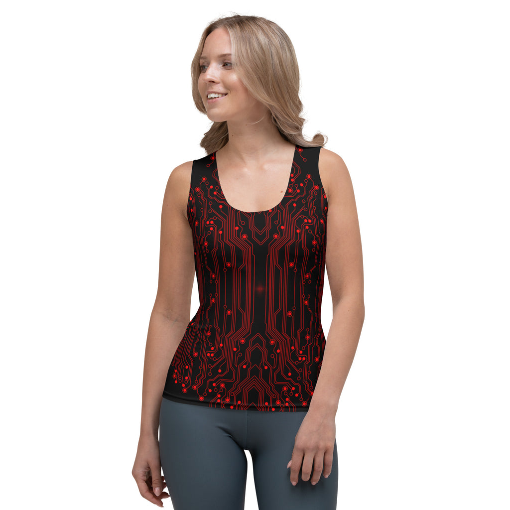 Black Red All Over Circuit Tank Top