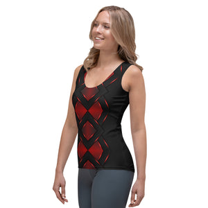 Black Red Checkered Armor Sublimation Cut & Sew Tank Top