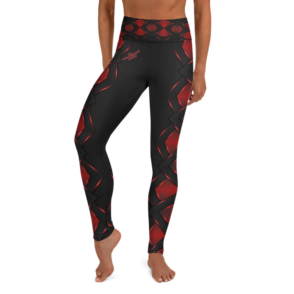 Be Dangerously Happy Black Red Armor 4 Yoga Leggings