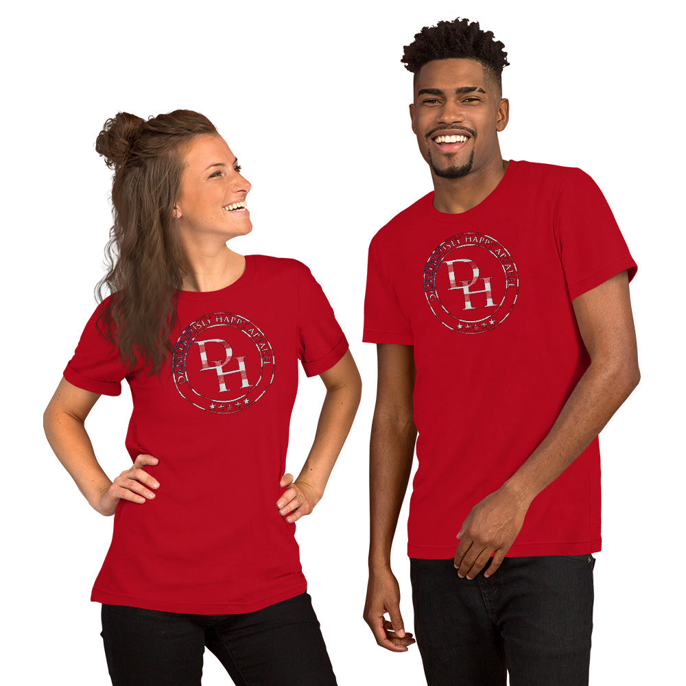 Dangerously Happy Red White and Blue Logo Short-Sleeve Unisex T-Shirt